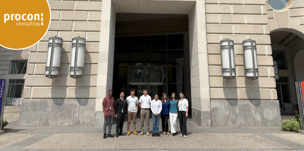 Interns infront of Reagan Building in DC